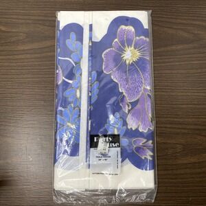 Vtg Blue/Purple Floral 54"x96" Paper Table Cover 1991 Party House Design By KARA